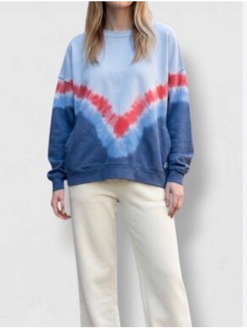 Free People “Why Not” Relaxed Fit Boho Tie Dye Side Pockets Sweatshirt• Small